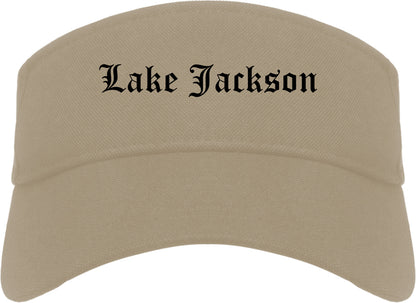 Lake Jackson Texas TX Old English Mens Visor Cap Hat Khaki