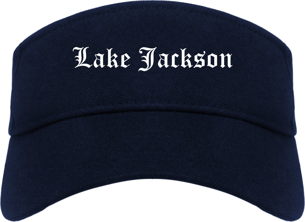 Lake Jackson Texas TX Old English Mens Visor Cap Hat Navy Blue