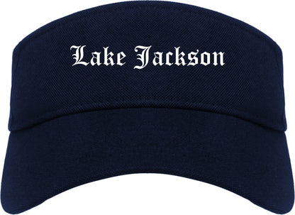 Lake Jackson Texas TX Old English Mens Visor Cap Hat Navy Blue