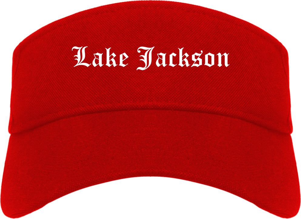 Lake Jackson Texas TX Old English Mens Visor Cap Hat Red