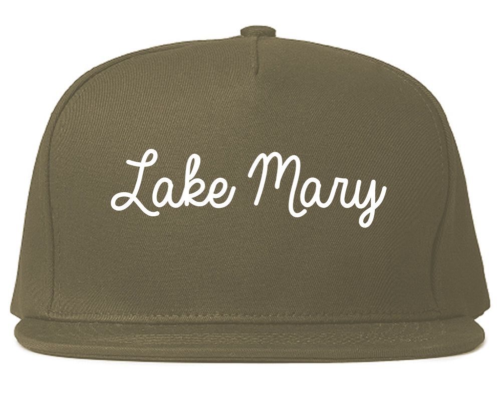 Lake Mary Florida FL Script Mens Snapback Hat Grey