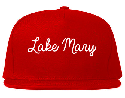 Lake Mary Florida FL Script Mens Snapback Hat Red