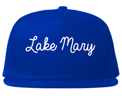 Lake Mary Florida FL Script Mens Snapback Hat Royal Blue