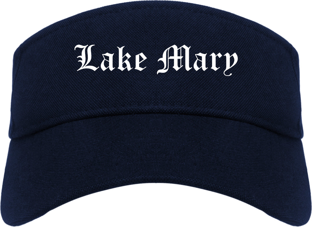 Lake Mary Florida FL Old English Mens Visor Cap Hat Navy Blue