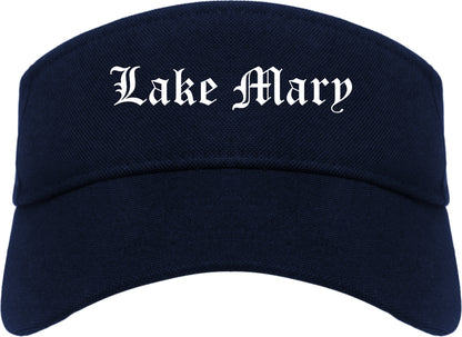 Lake Mary Florida FL Old English Mens Visor Cap Hat Navy Blue