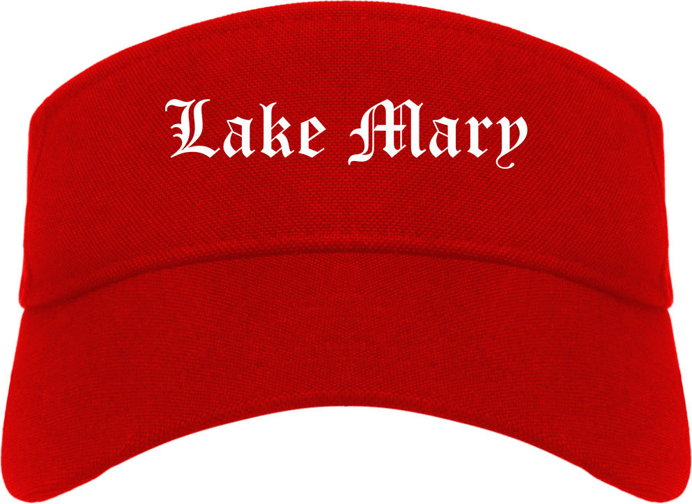 Lake Mary Florida FL Old English Mens Visor Cap Hat Red