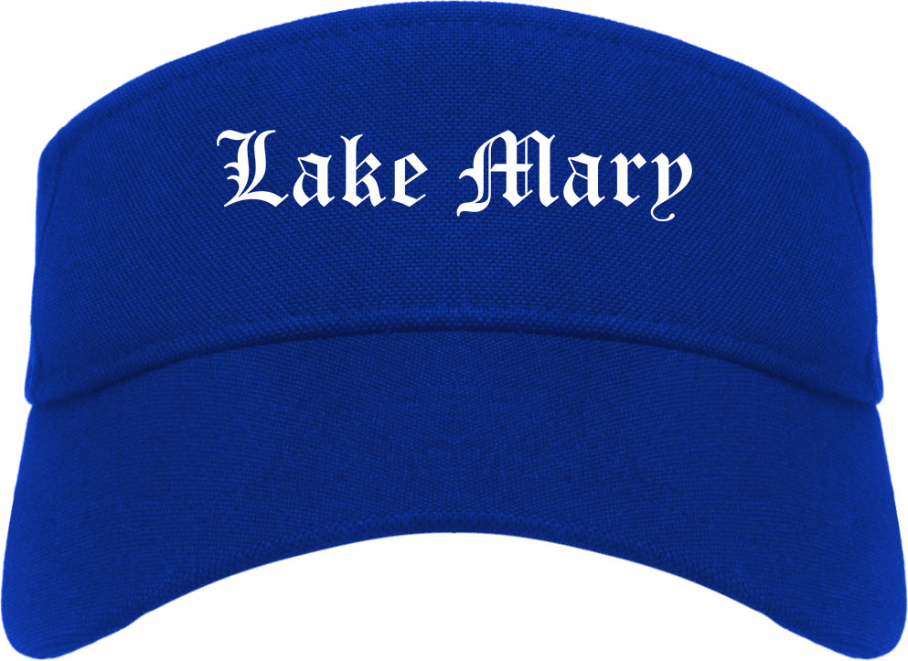 Lake Mary Florida FL Old English Mens Visor Cap Hat Royal Blue