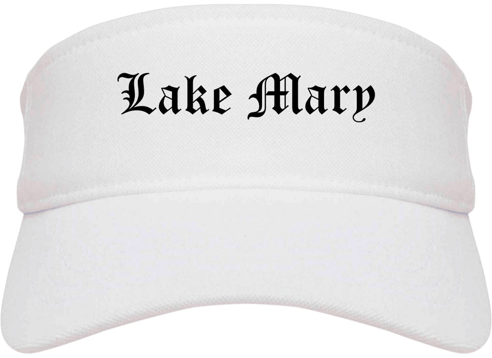 Lake Mary Florida FL Old English Mens Visor Cap Hat White