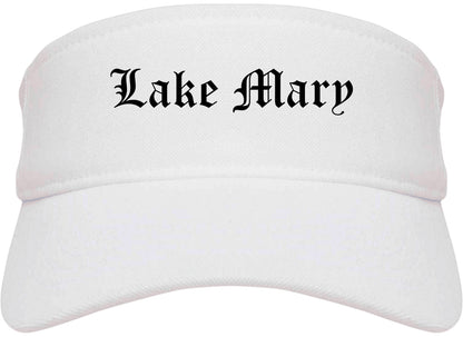 Lake Mary Florida FL Old English Mens Visor Cap Hat White
