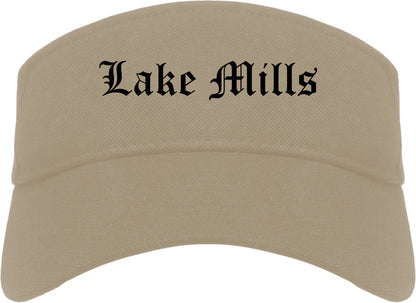 Lake Mills Wisconsin WI Old English Mens Visor Cap Hat Khaki