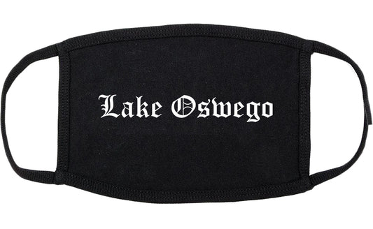 Lake Oswego Oregon OR Old English Cotton Face Mask Black