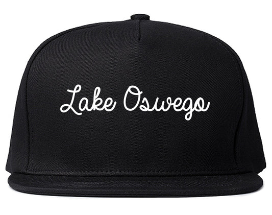 Lake Oswego Oregon OR Script Mens Snapback Hat Black