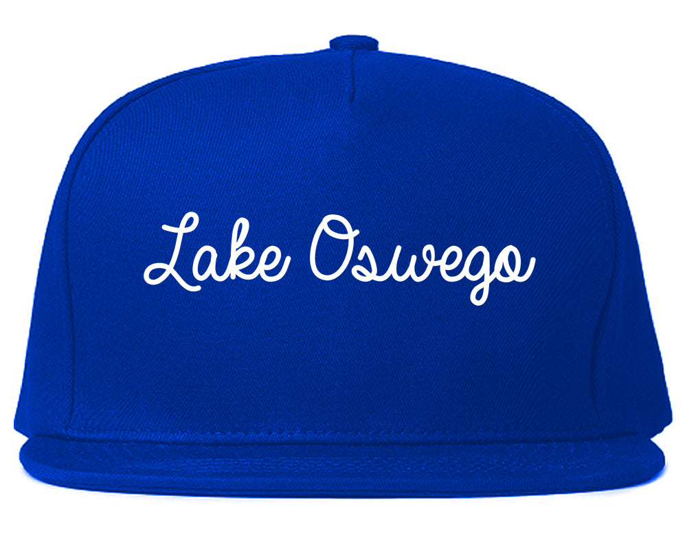 Lake Oswego Oregon OR Script Mens Snapback Hat Royal Blue