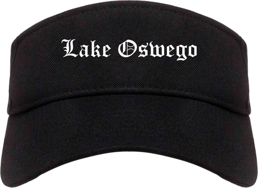 Lake Oswego Oregon OR Old English Mens Visor Cap Hat Black