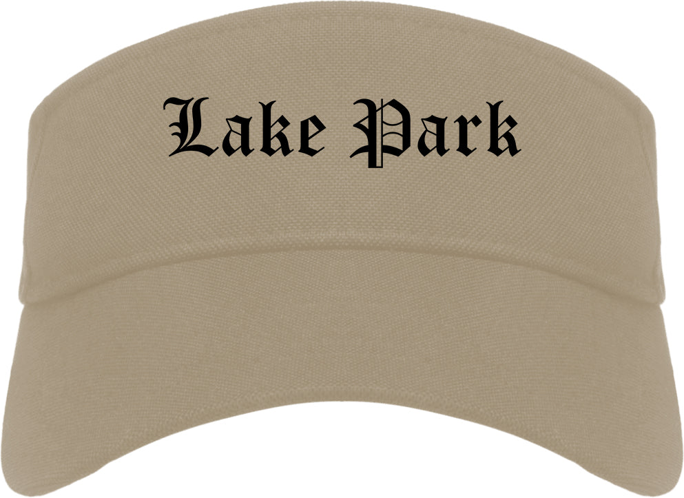 Lake Park Florida FL Old English Mens Visor Cap Hat Khaki