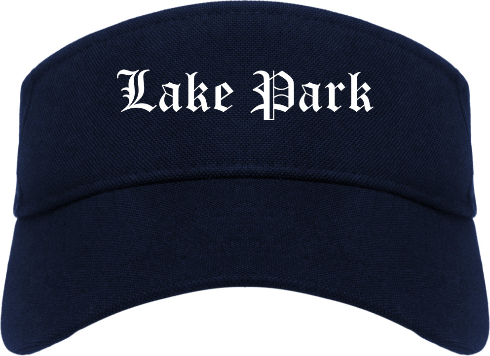 Lake Park Florida FL Old English Mens Visor Cap Hat Navy Blue
