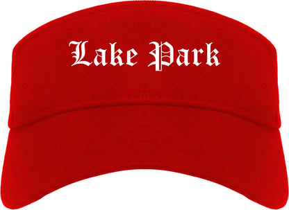 Lake Park Florida FL Old English Mens Visor Cap Hat Red