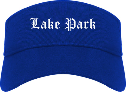 Lake Park Florida FL Old English Mens Visor Cap Hat Royal Blue