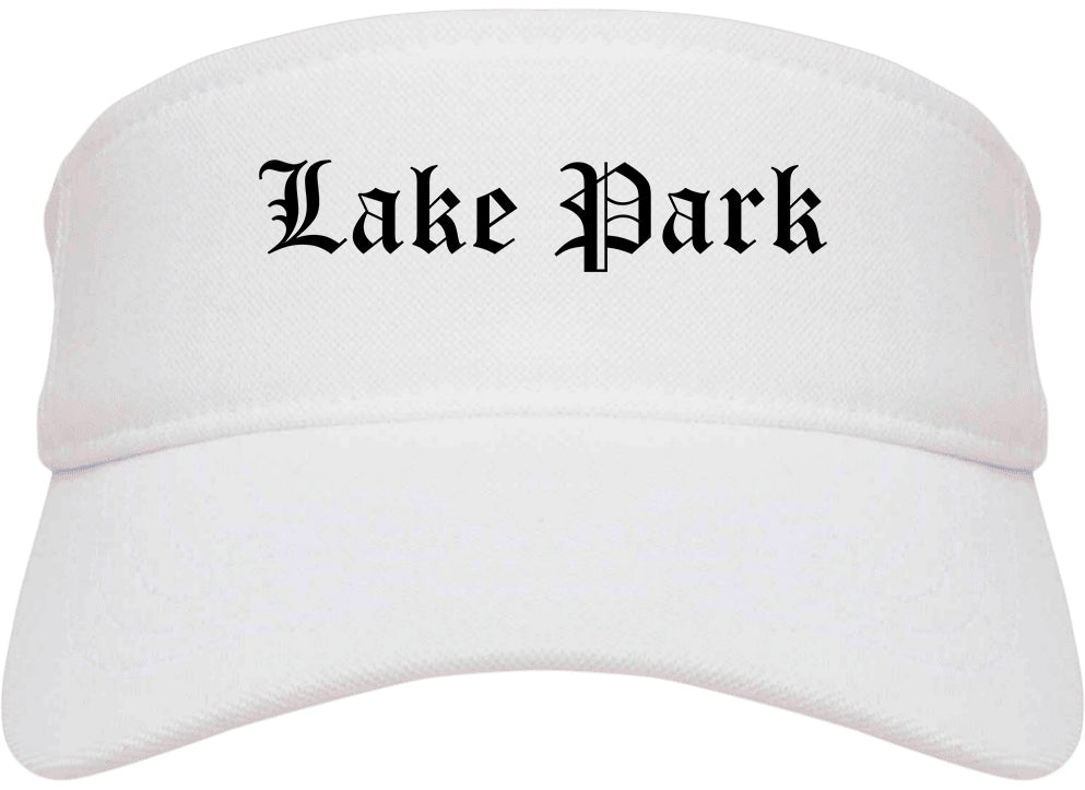 Lake Park Florida FL Old English Mens Visor Cap Hat White