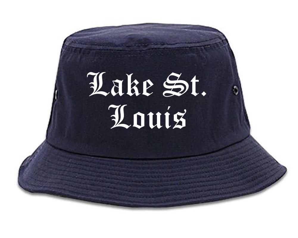 Lake St. Louis Missouri MO Old English Mens Bucket Hat Navy Blue
