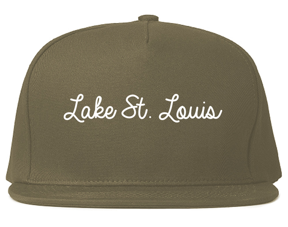 Lake St. Louis Missouri MO Script Mens Snapback Hat Grey