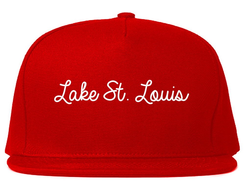 Lake St. Louis Missouri MO Script Mens Snapback Hat Red