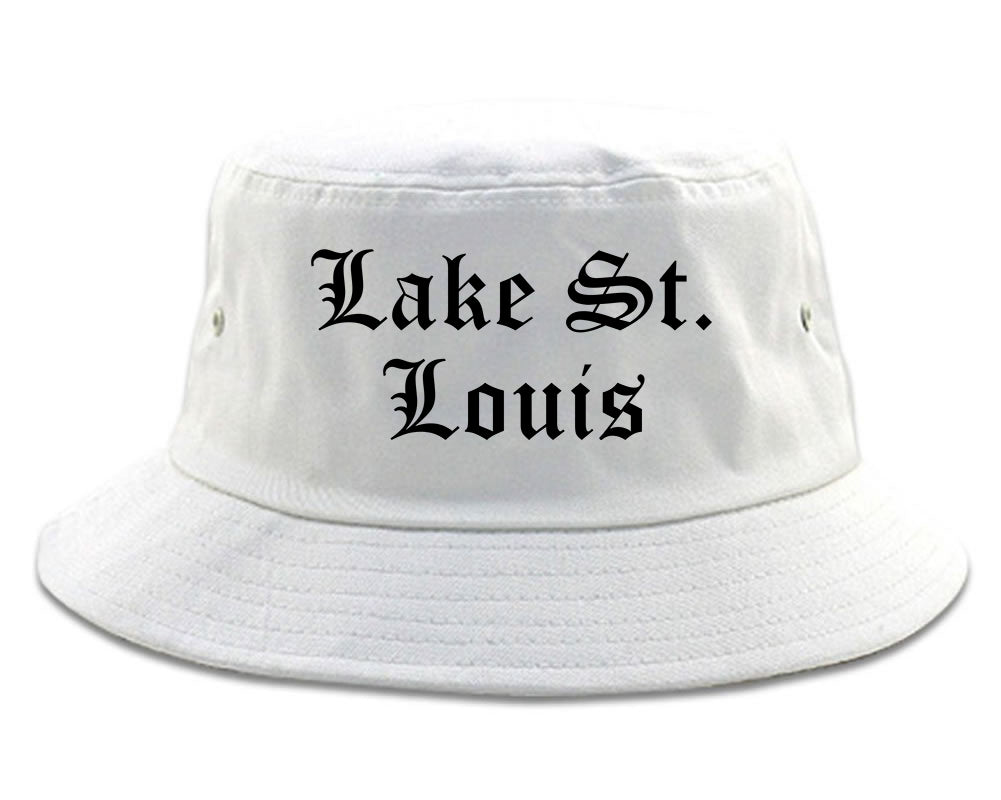 Lake St. Louis Missouri MO Old English Mens Bucket Hat White