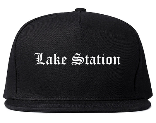 Lake Station Indiana IN Old English Mens Snapback Hat Black