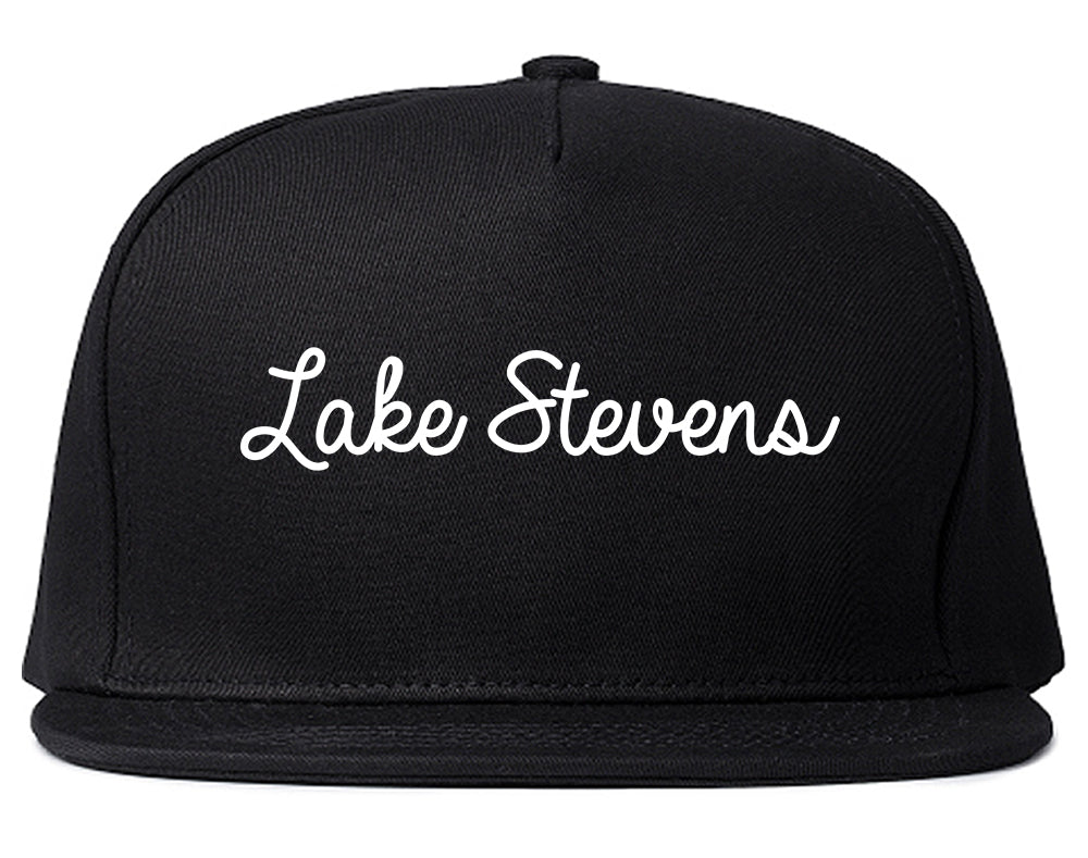 Lake Stevens Washington WA Script Mens Snapback Hat Black