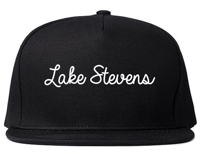 Lake Stevens Washington WA Script Mens Snapback Hat Black