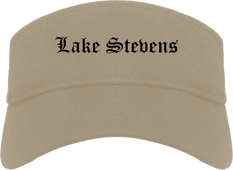Lake Stevens Washington WA Old English Mens Visor Cap Hat Khaki
