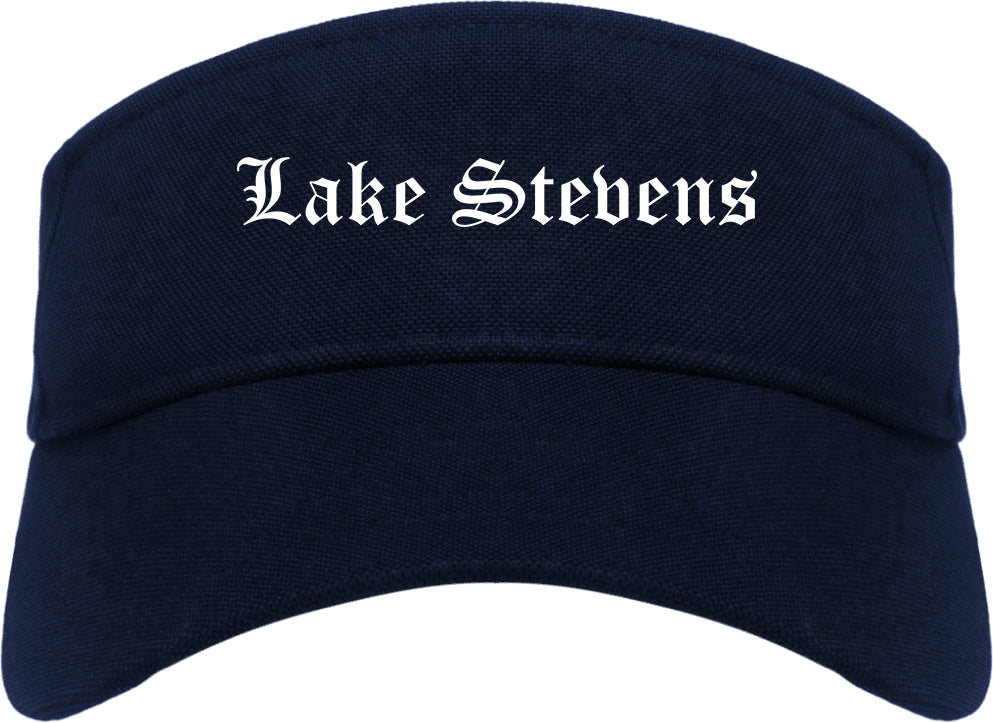 Lake Stevens Washington WA Old English Mens Visor Cap Hat Navy Blue