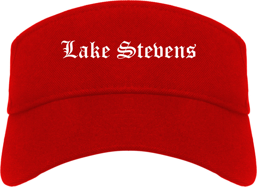 Lake Stevens Washington WA Old English Mens Visor Cap Hat Red