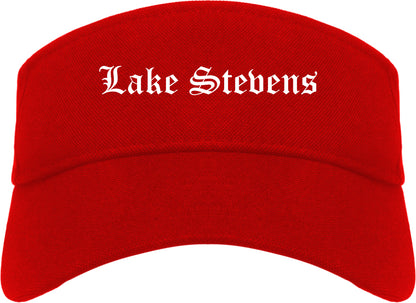 Lake Stevens Washington WA Old English Mens Visor Cap Hat Red
