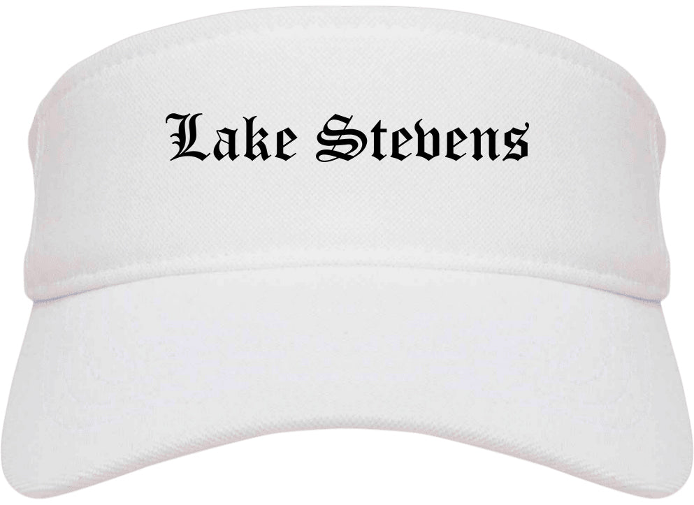 Lake Stevens Washington WA Old English Mens Visor Cap Hat White