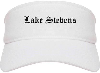 Lake Stevens Washington WA Old English Mens Visor Cap Hat White