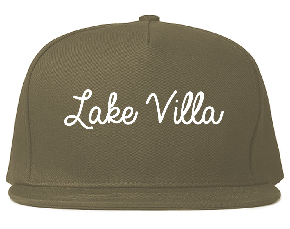 Lake Villa Illinois IL Script Mens Snapback Hat Grey