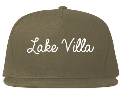 Lake Villa Illinois IL Script Mens Snapback Hat Grey