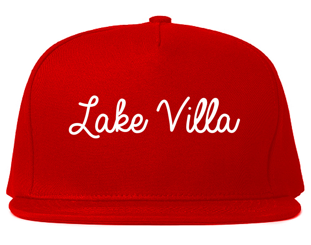 Lake Villa Illinois IL Script Mens Snapback Hat Red