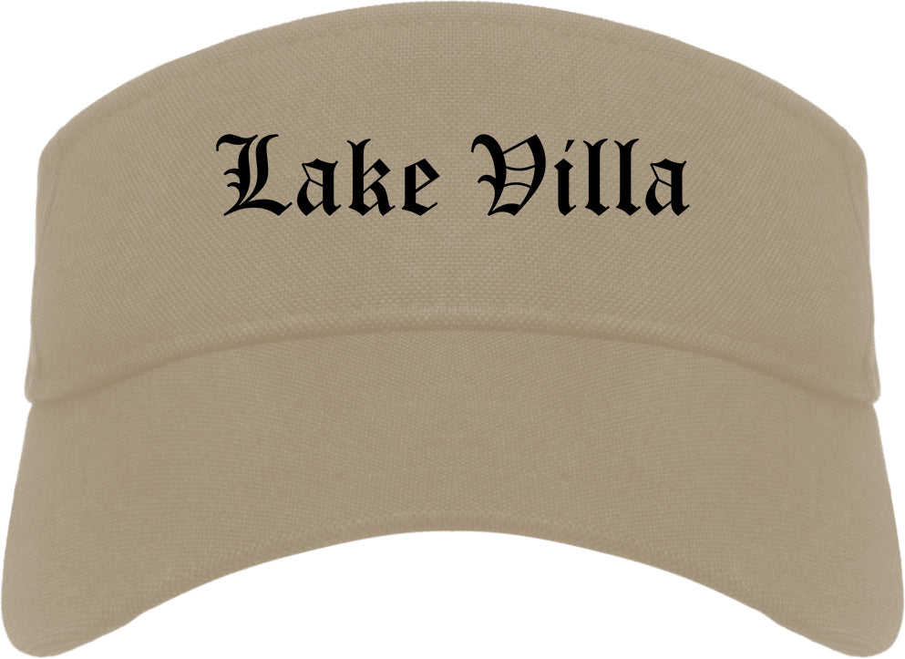 Lake Villa Illinois IL Old English Mens Visor Cap Hat Khaki