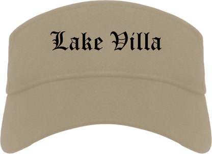 Lake Villa Illinois IL Old English Mens Visor Cap Hat Khaki