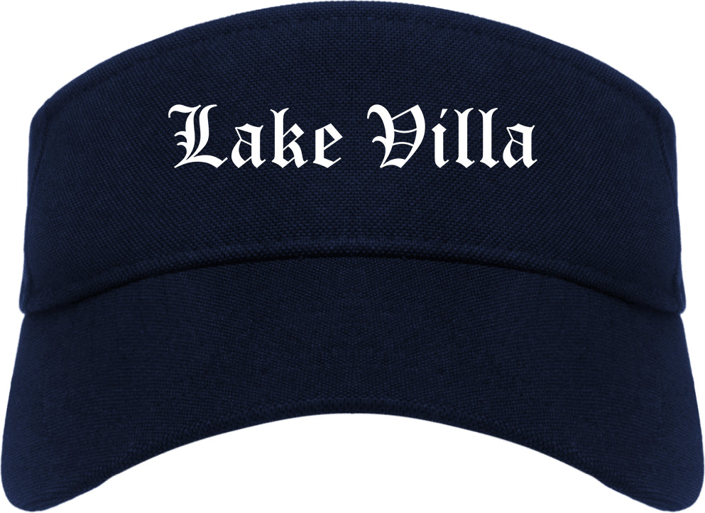 Lake Villa Illinois IL Old English Mens Visor Cap Hat Navy Blue