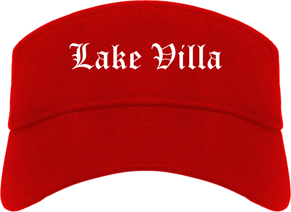 Lake Villa Illinois IL Old English Mens Visor Cap Hat Red