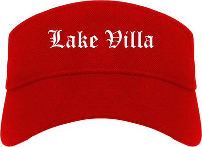 Lake Villa Illinois IL Old English Mens Visor Cap Hat Red