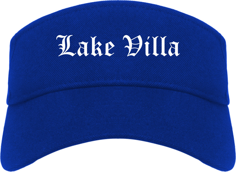 Lake Villa Illinois IL Old English Mens Visor Cap Hat Royal Blue