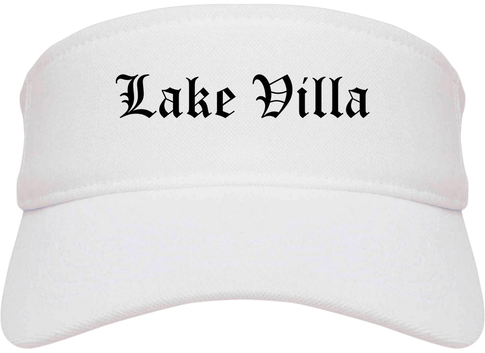 Lake Villa Illinois IL Old English Mens Visor Cap Hat White