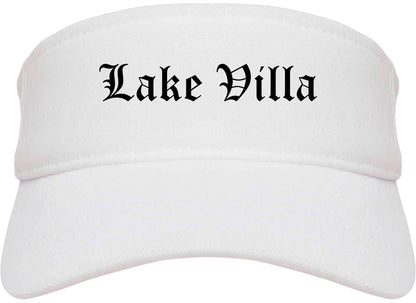 Lake Villa Illinois IL Old English Mens Visor Cap Hat White