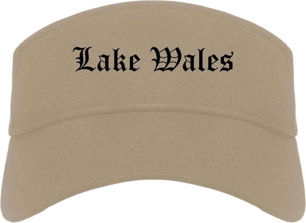 Lake Wales Florida FL Old English Mens Visor Cap Hat Khaki