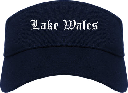 Lake Wales Florida FL Old English Mens Visor Cap Hat Navy Blue