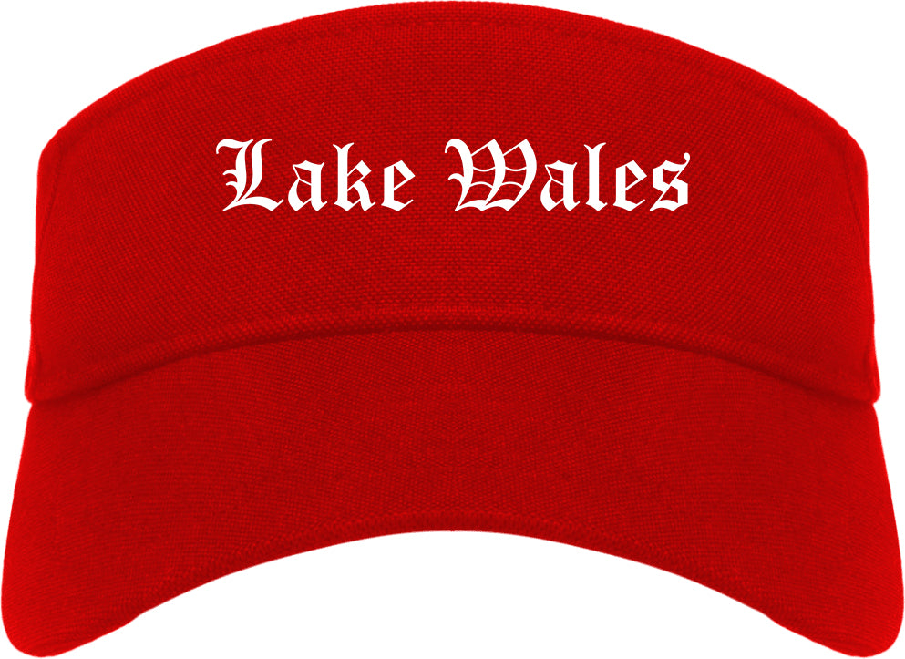 Lake Wales Florida FL Old English Mens Visor Cap Hat Red
